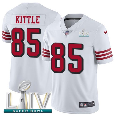 San Francisco 49ers Nike 85 George Kittle White Super Bowl LIV 2020 Rush Youth Stitched NFL Vapor Untouchable Limited Jersey